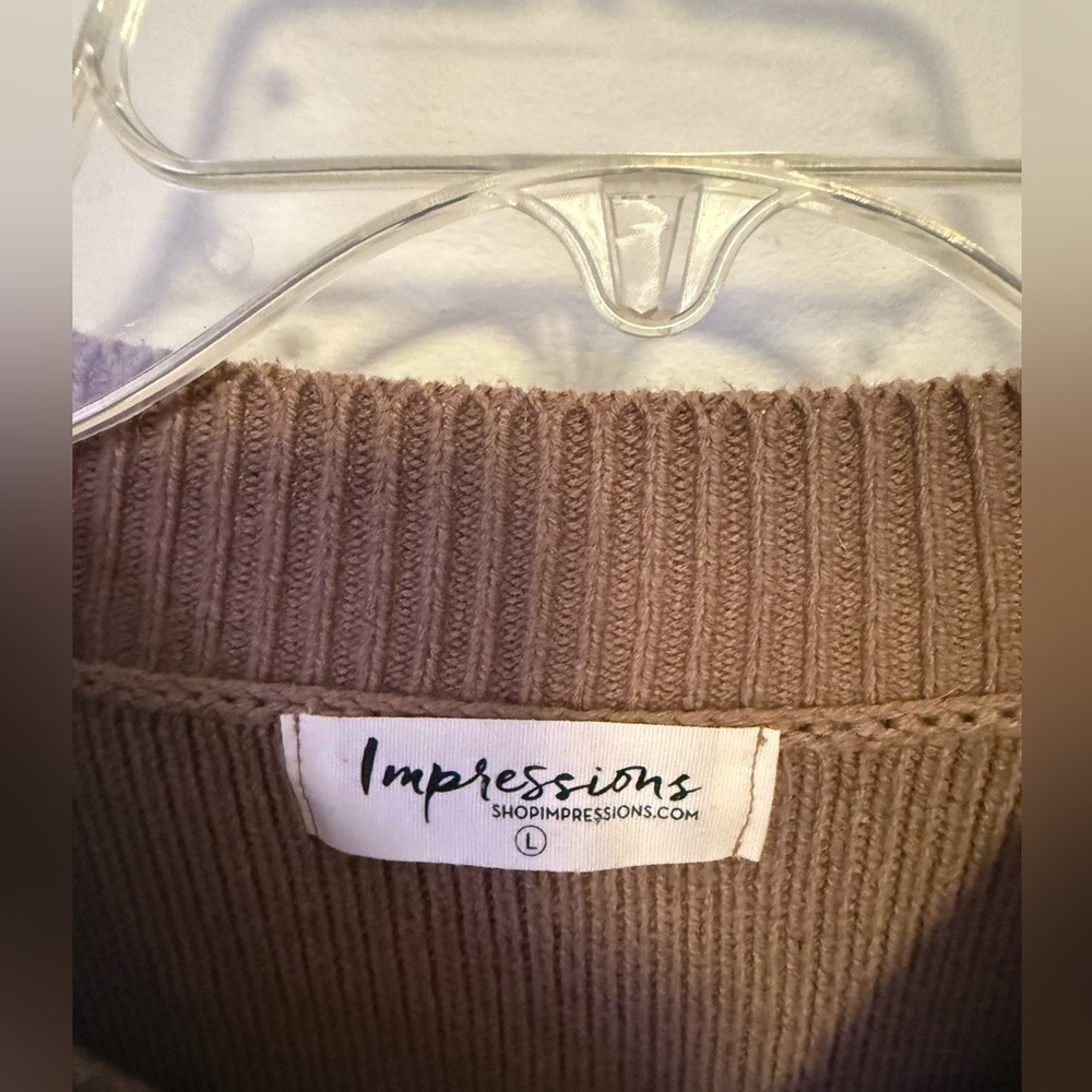 Impressions Taupe Knit Sweater - Picture 3 of 4